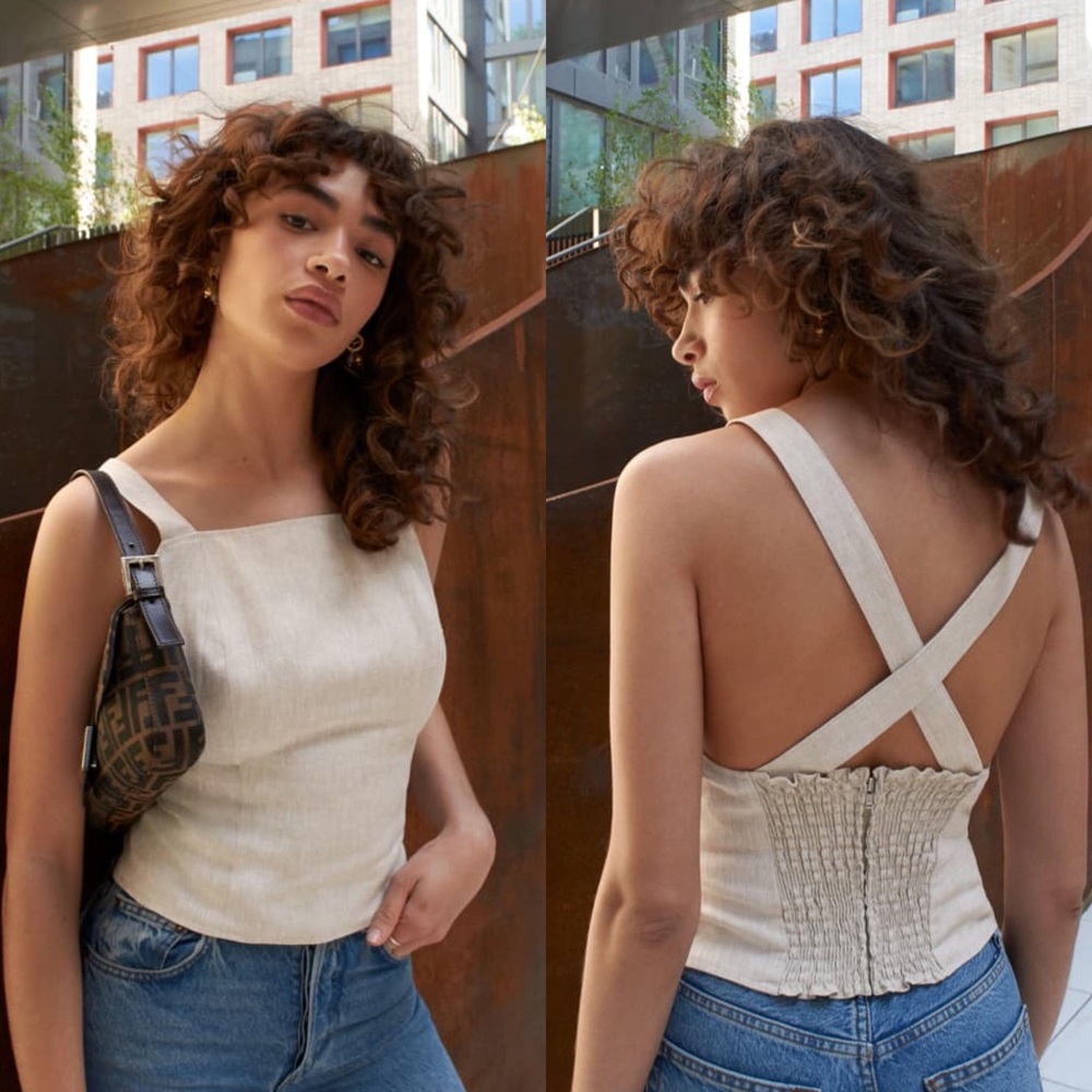 Reformation Caufield Top oatmeal linen -size 6